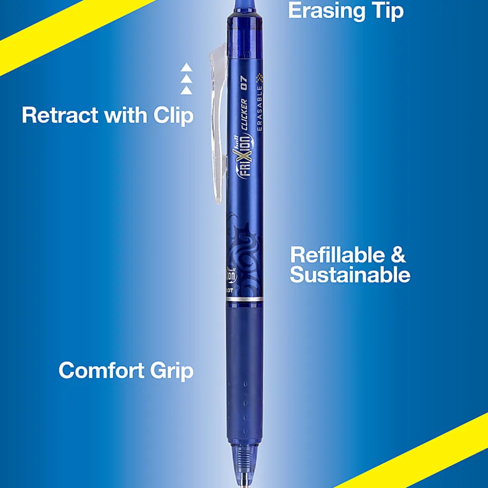 Pilot® FriXion® Ball Clicker Erasable Retractable Gel Pens, Pack of 3, Fine Point, 0.7 mm, Assorted Barrels, Assorted Ink Colors
