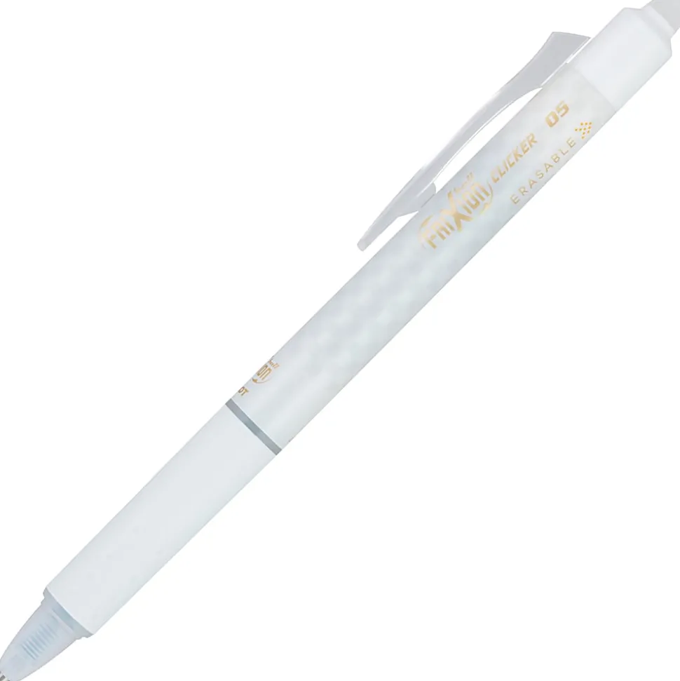 Pilot® FriXion® Ball Clicker Erasable Retractable Gel Pens, Pack of 3, Extra Fine Point, 0.5mm, White Checker Barrel, Black Ink