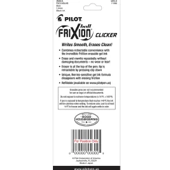 Pilot® FriXion® Ball Clicker Erasable Retractable Gel Pens, Pack of 3, Bold Point, 1.0 mm, Black Barrels, Black Ink