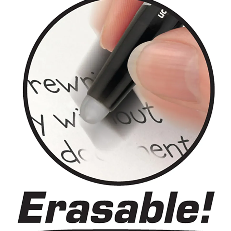 Pilot® FriXion® Ball Erasable Gel Pens, Pack of 12, Fine Point, 0.7 mm, Black Barrel, Black Ink