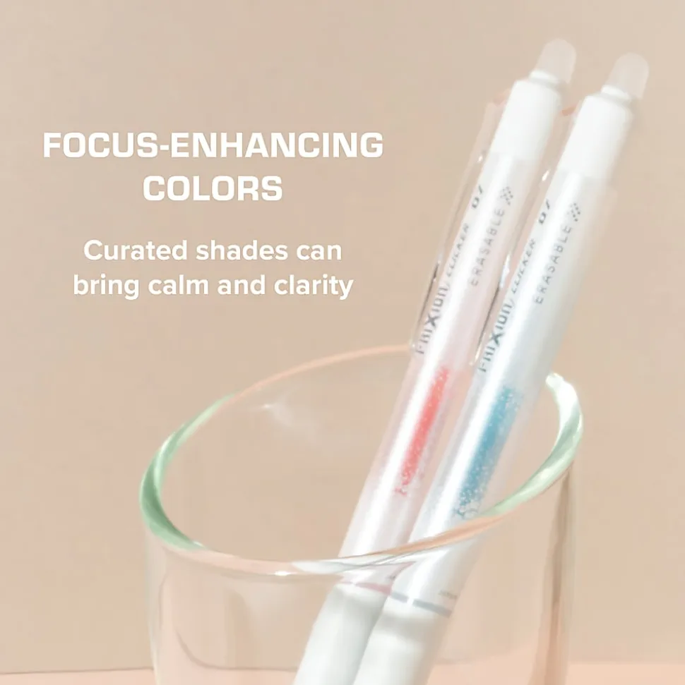 Pilot FriXion Clicker Aura Retractable Erasable Gel Ink Pens, Fine Point, 0.7mm, White Barrel, Assorted Ink, Pack of 3 Pens
