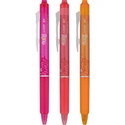 Pilot FriXion Clicker Vibe Glow Retractable Erasable Gel Ink Pens, Fine Point, 0.7mm, Assorted Barrels, Assorted Inks, Pack of 3 Pens