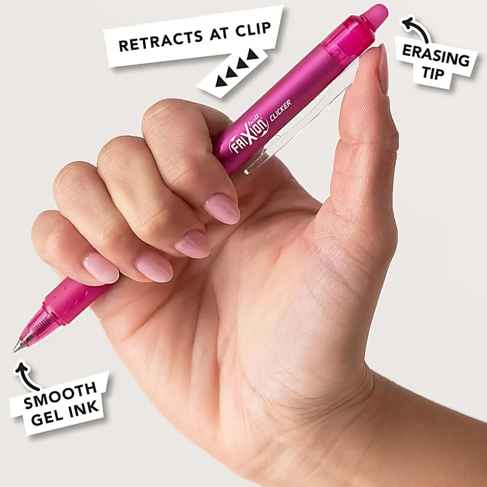 Pilot FriXion Clicker Vibe Glow Retractable Erasable Gel Ink Pens, Fine Point, 0.7mm, Assorted Barrels, Assorted Inks, Pack of 3 Pens