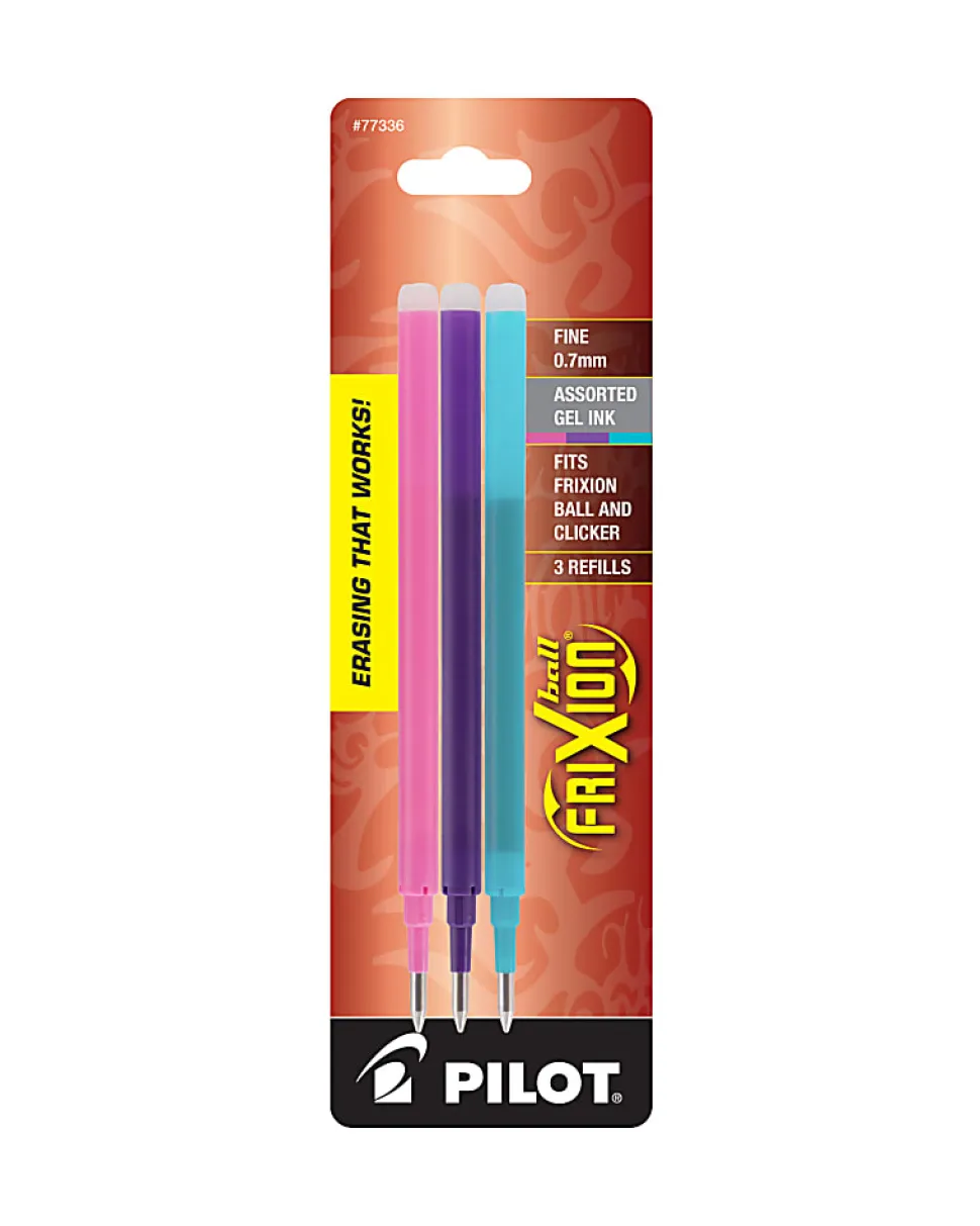 Pilot® FriXion® Erasable Ink Pen Refills, Fine Point, 0.7mm, Assorted Inks, Pack Of 3