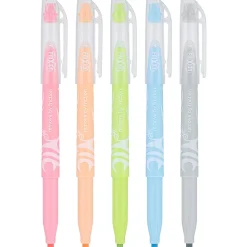 Pilot® FriXion® Light Pastel Erasable Highlighters, Pack of 5, Chisel Tip, Assorted Colors, 15658
