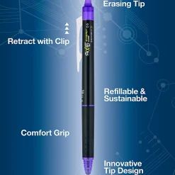 Pilot® FriXion® Synergy Clicker Erasable Retractable Gel Pen, Extra Fine Point, 0.5mm, Black Barrel, Purple Ink
