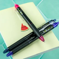 Pilot® FriXion® Synergy Clicker Erasable Retractable Gel Pens, Pack of 3, Extra Fine Point, 0.5mm, Black Barrel, Assorted Inks
