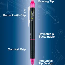 Pilot® FriXion® Synergy Clicker Erasable Retractable Gel Pens, Pack of 3, Extra Fine Point, 0.5mm, Black Barrel, Assorted Inks