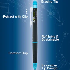 Pilot® FriXion® Synergy Clicker Erasable Retractable Gel Pen, Extra Fine Point, 0.5mm, Black Barrel, Turquoise Ink