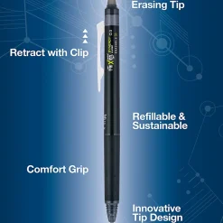 Pilot® FriXion® Synergy Clicker Erasable Retractable Gel Pen, Extra Fine Point, 0.5mm, Black Barrel, Black Ink