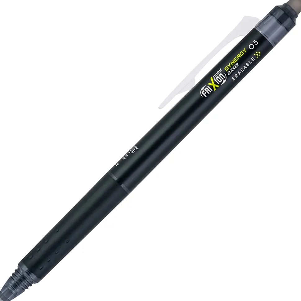 Pilot® FriXion® Synergy Clicker Erasable Retractable Gel Pen, Extra Fine Point, 0.5mm, Black Barrel, Black Ink
