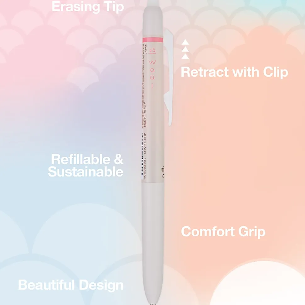 Pilot FriXion Waai Retractable Erasable Gel Ink Pens, Extra Fine Point, 0.5mm, Beige Barrels, Assorted Inks, Pack of 3 Pens, 22212
