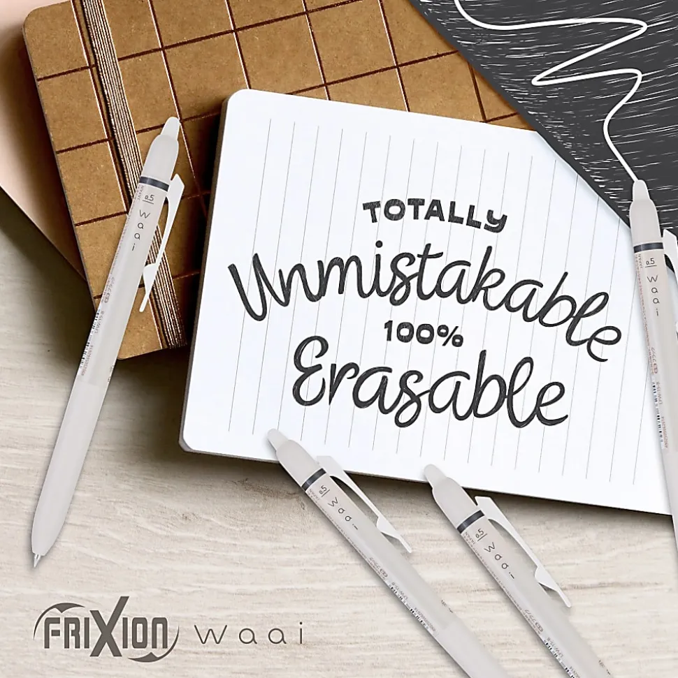 Pilot FriXion Waai Retractable Erasable Gel Ink Pens, Extra Fine Point, 0.5mm, Beige Barrels, Assorted Inks, Pack of 3 Pens, 21056