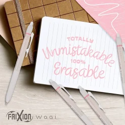 Pilot FriXion Waai Retractable Erasable Gel Ink Pen, Extra Fine Point, 0.5mm, Beige Barrel, Light Pink Ink, Single Pen