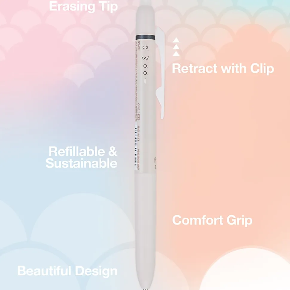 Pilot FriXion Waai Retractable Erasable Gel Ink Pens, Extra Fine Point, 0.5mm, Beige Barrels, Black Ink, Pack of 3 Pens