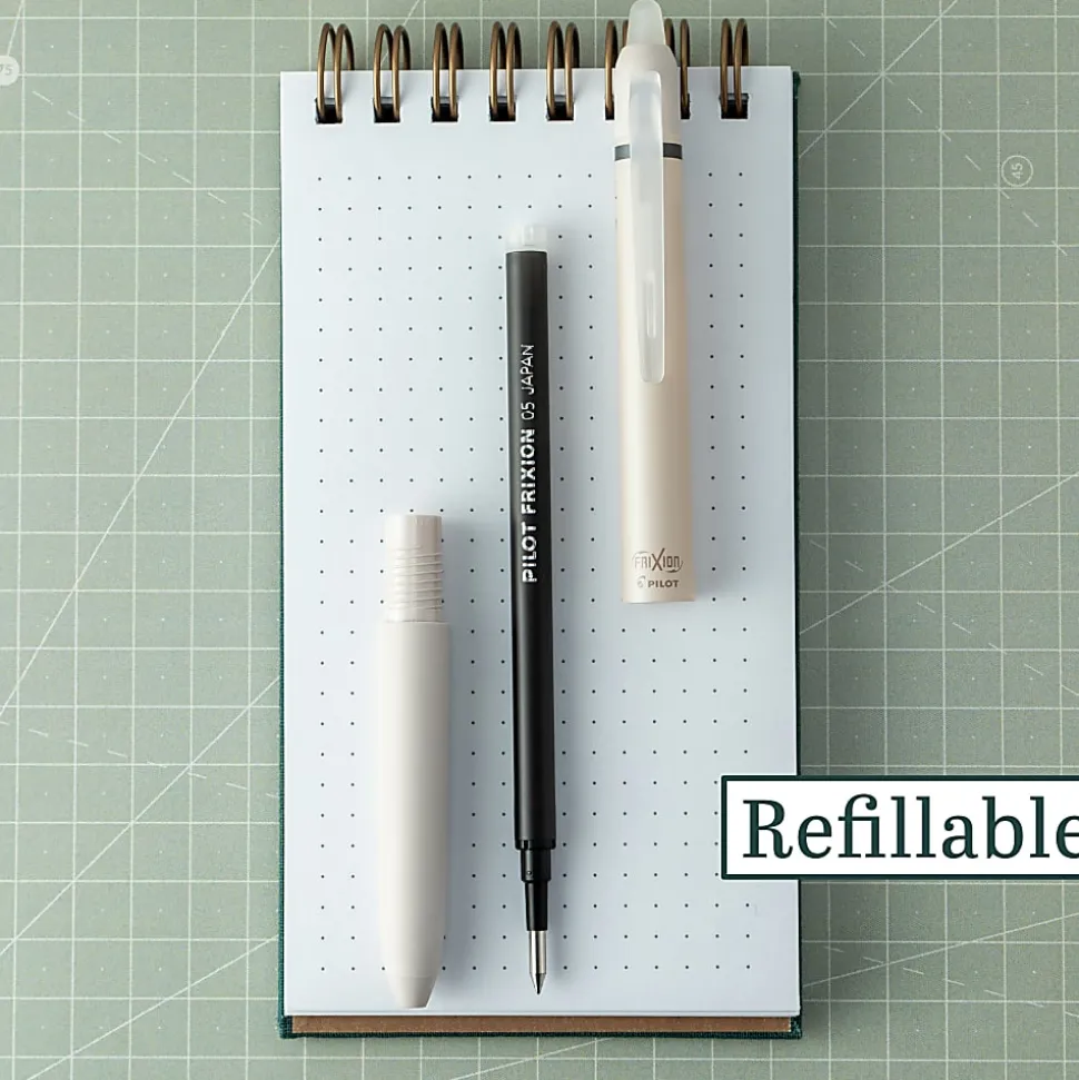 Pilot FriXion Waai Retractable Erasable Gel Ink Pens, Extra Fine Point, 0.5mm, Beige Barrels, Black Ink, Pack of 3 Pens