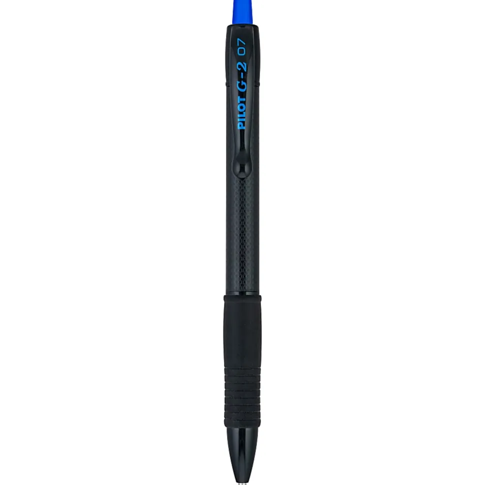 Pilot G2 Edge Gel Pen, Fine Point, 0.7mm, Black Barrel, Blue Ink, Single Pen