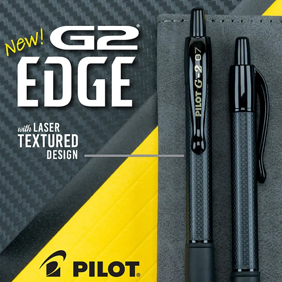 Pilot G2 Edge Gel Pen, Fine Point, 0.7mm, Black Barrel, Blue Ink, Single Pen