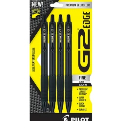 Pilot G2 Edge Gel Pens, Fine Point, 0.7 mm, Black Barrel, Black Ink, Pack Of 4 Pens