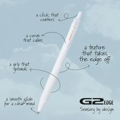 Pilot G2 Edge White Gel Pens, Fine Point, 0.7mm, White Barrels, Black Ink, Pack of 4 pens