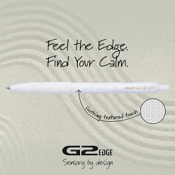 Pilot G2 Edge White Gel Pens, Fine Point, 0.7mm, White Barrels, Black Ink, Pack of 4 pens