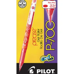 Pilot® Gel Ink Rollerball Pens, P-700, Fine Point, 0.7 mm, Red Barrel, Red Ink, Pack Of 12 Pens