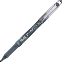 Pilot® Gel Ink Rollerball Pens, P-500, Extra-Fine Point, 0.5 mm, Black Barrel, Black Ink, Pack Of 12 Pens