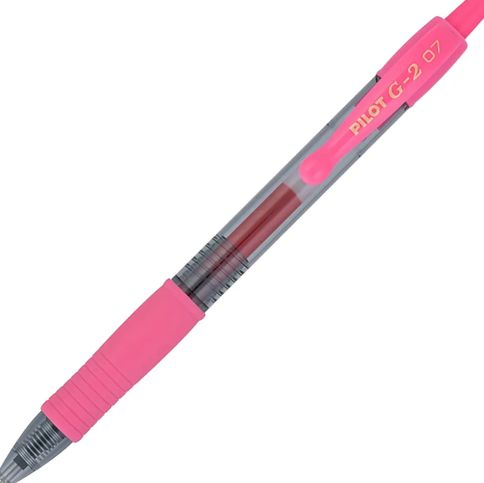 Pilot G2 Gel Pen, Fine Point, 0.7 mm, Clear Barrel, Blush Pink Ink