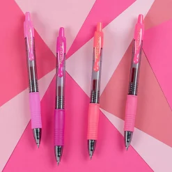 Pilot G2 Gel Pen, Fine Point, 0.7mm, Transparent barrel, Assorted pink inks, Pack of 4 pens