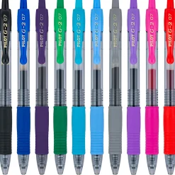 Pilot G2 Gel Pens, Fine Point, 0.7mm, Translucent Barrels, Assorted Inks, Pack Of 10 Pens