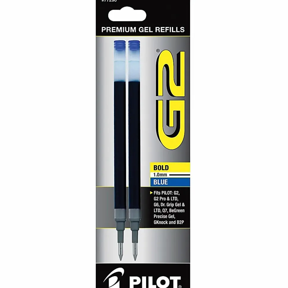 Pilot G2 Gel Refills, Bold Point, 1.0mm, Blue Ink, Pack of 2 Refills