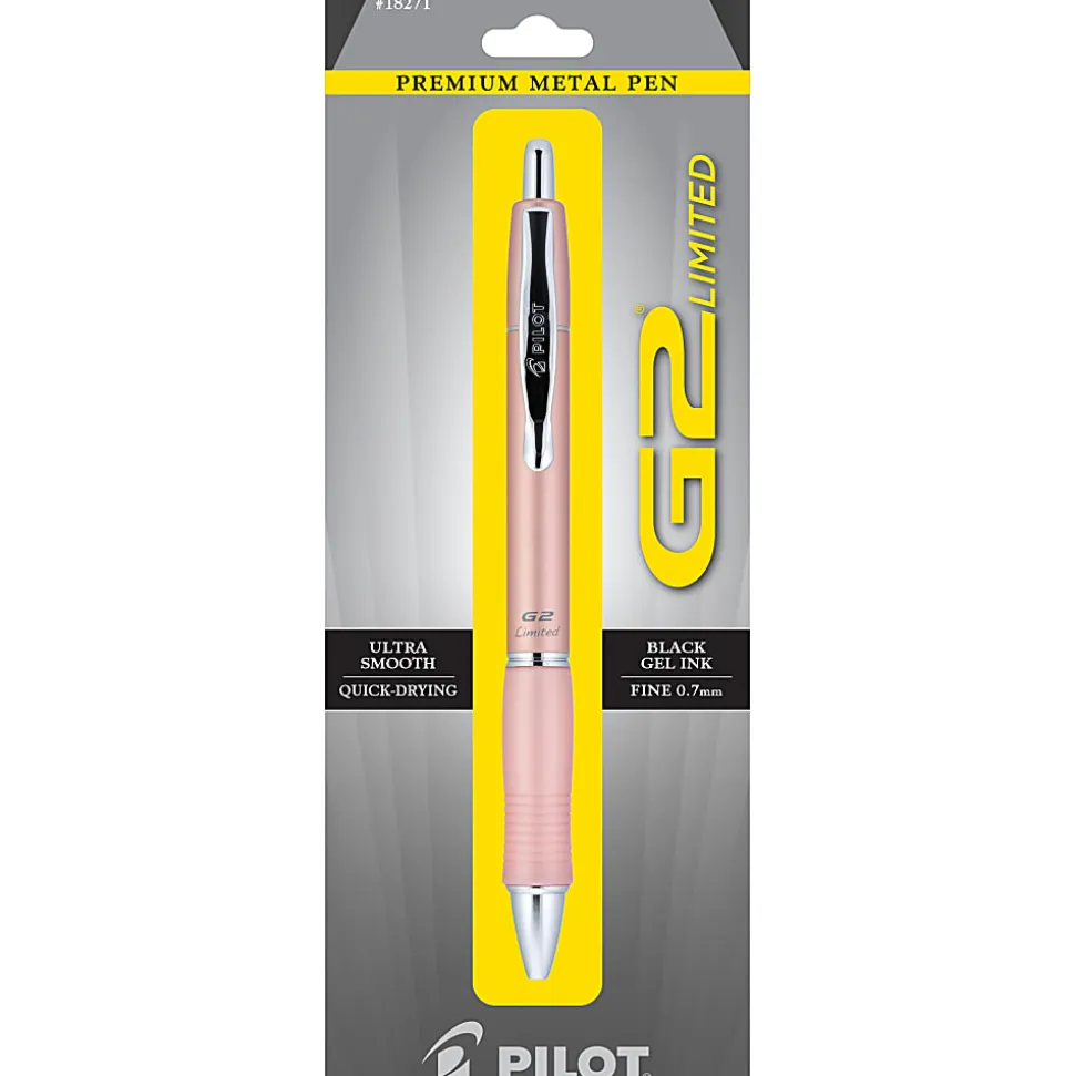 Pilot G2 Limited Premium Metal Gel Pen, Fine Point, 0.7 mm, Assorted Barrel Color, Black Ink