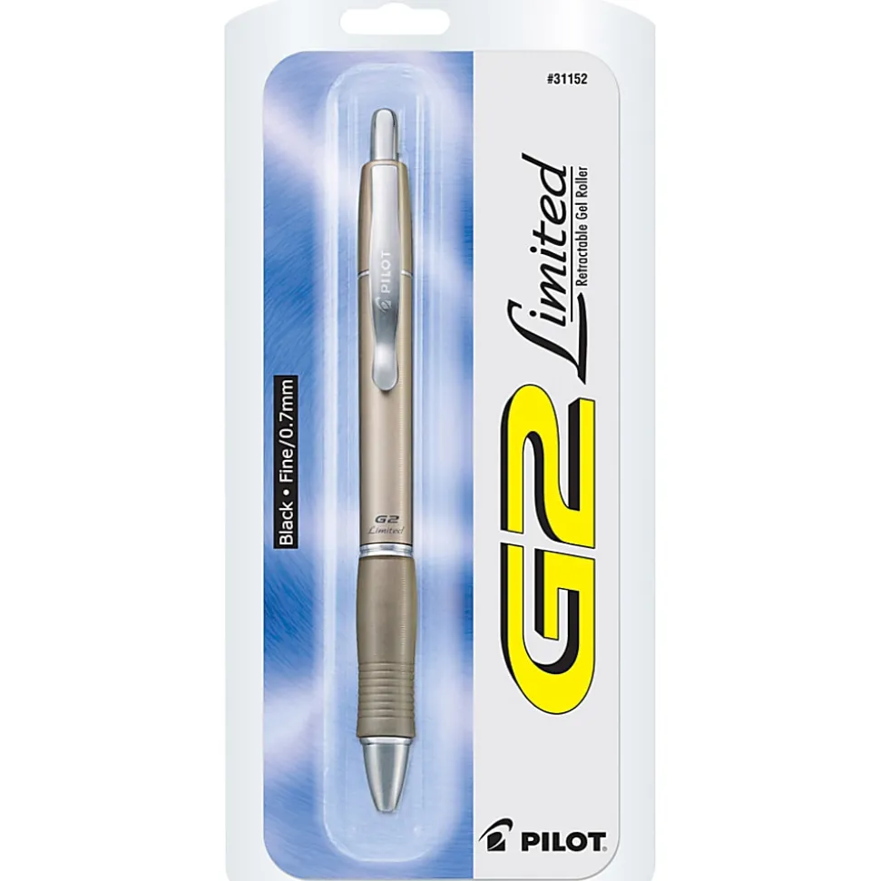 Pilot G2 Limited Retractable Gel Ink Roller Pen, Fine Point, 0.7 mm, Assorted Barrels, Black Ink