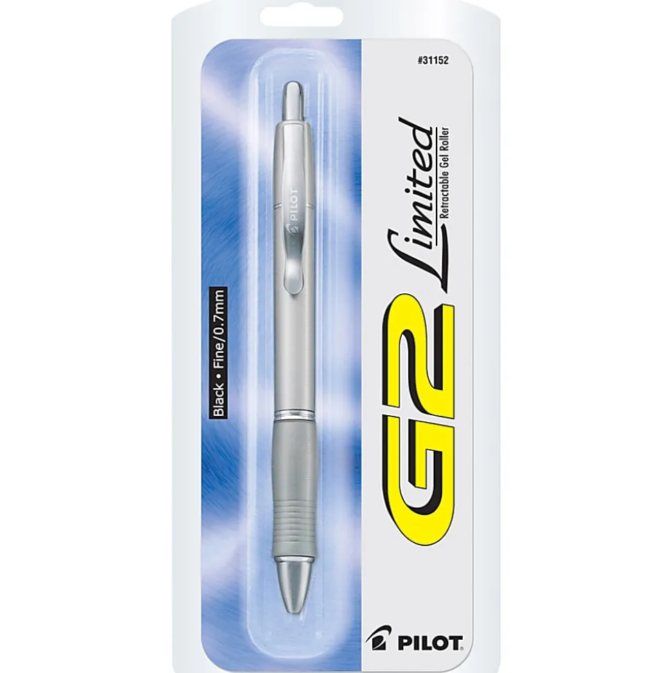 Pilot G2 Limited Retractable Gel Ink Roller Pen, Fine Point, 0.7 mm, Assorted Barrels, Black Ink