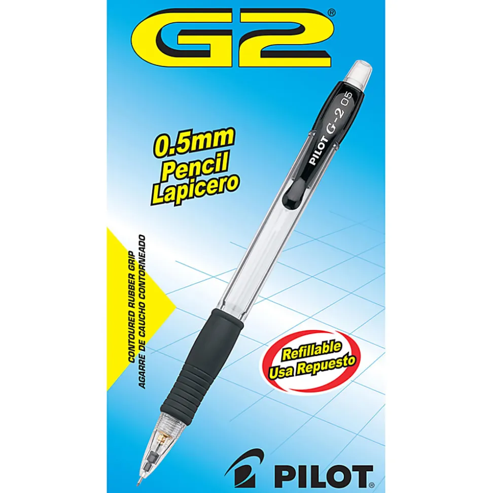 Pilot® G-2® Mechanical Pencils, 0.5mm, #2 Lead, Clear Barrel, Pack Of 12