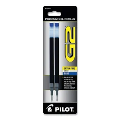 Pilot® G2® Premium Gel Ink Refills, Extra-Fine Point, 0.5 mm, Blue Ink, Pack Of 2