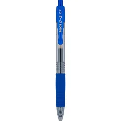 Pilot G2 Retractable Gel Pen, Fine Point, 0.7mm, Clear Barrels, Blue Ink, Tub Of 36 Pens