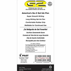 Pilot G2 Retractable Gel Pens, Bold Point, 1.0 mm, Clear Barrels, Black Ink, Pack Of 12 Pens