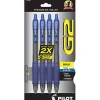 Pilot G2 Retractable Gel Pens, Bold Point, 1.0 mm, Clear Barrels, Blue Ink, Pack Of 4
