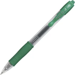 Pilot® G-2® Retractable Gel Pens, Extra Fine Point, 0.5 mm, Clear Barrels, Green Ink, Pack Of 12