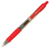 Pilot G2 Retractable Gel Pens, Extra Fine Point, 0.5 mm, Clear Barrels, Red Ink, Pack Of 12
