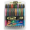 Pilot G2 Retractable Gel Pens, Fine Point, 0.7 mm, Clear Barrel, Assorted Ink Colors, Pack Of 20