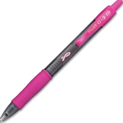 Pilot G2 Retractable Gel Pens, Fine Point, 0.7 mm, Pink Barrel, Black Ink, Pack Of 2 Pens