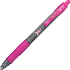 Pilot G2 Retractable Gel Pens, Fine Point, 0.7 mm, Pink Barrels, Black Ink, Pack Of 12