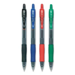 Pilot G2 Retractable Gel Pens, Fine Point, 0.7 mm, Assorted Barrels, Assorted Ink Colors, Pack Of 4