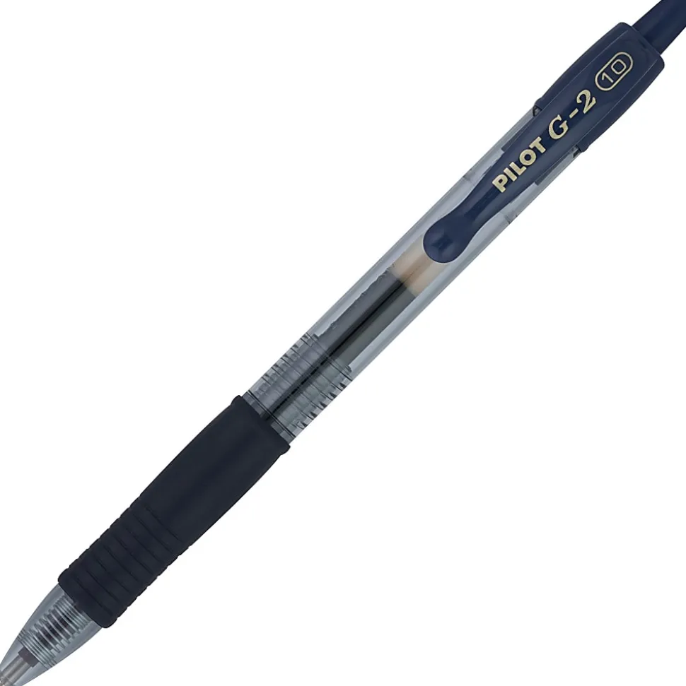 Pilot G2 Retractable Gel Pens, Pack Of 12, Fine Point, 1.0 mm, Clear Barrel, Blue Ink