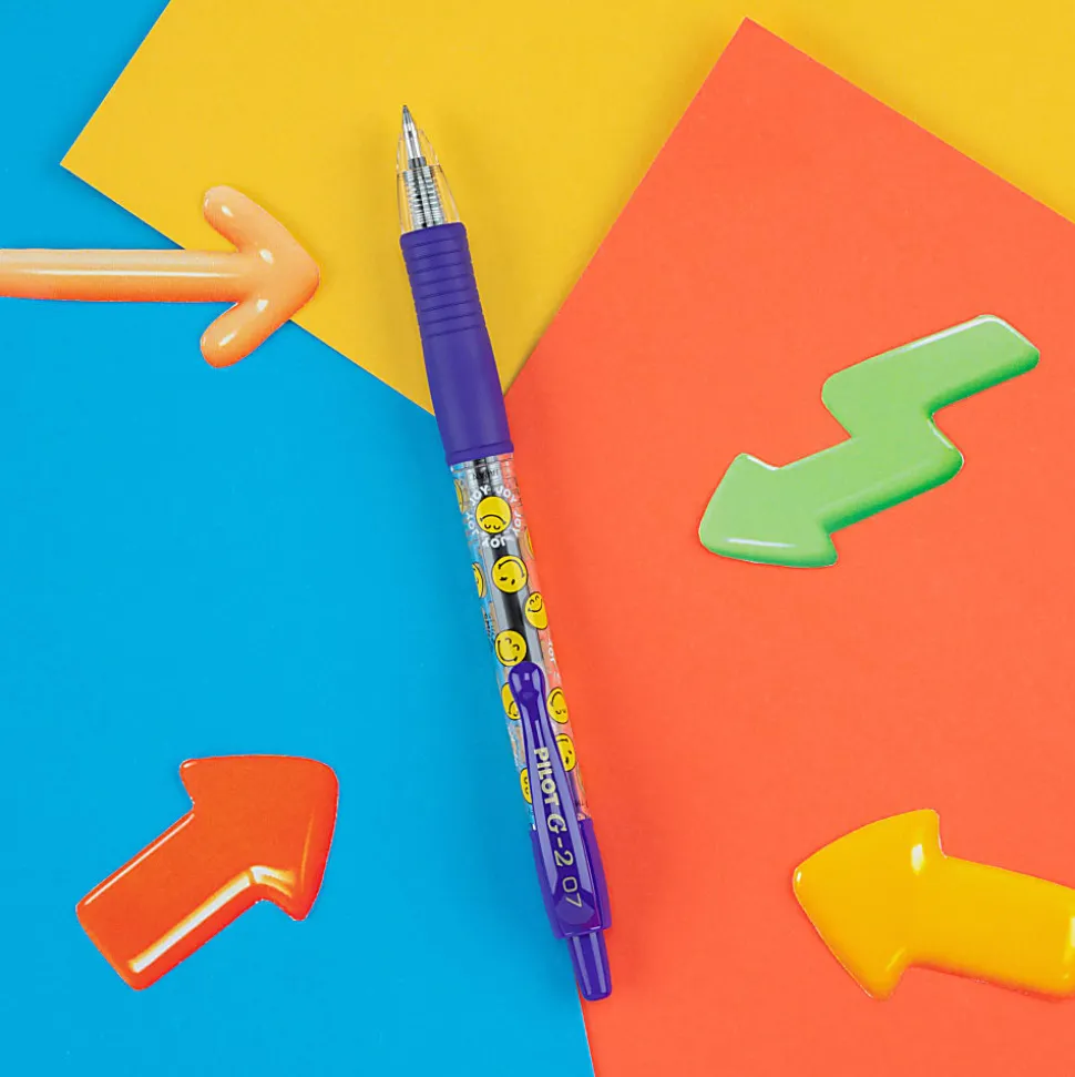 Pilot G2 | SmileyWorld Gel Pen, Fine Point, 0.7mm, Iris Blue Ink, Single Pen