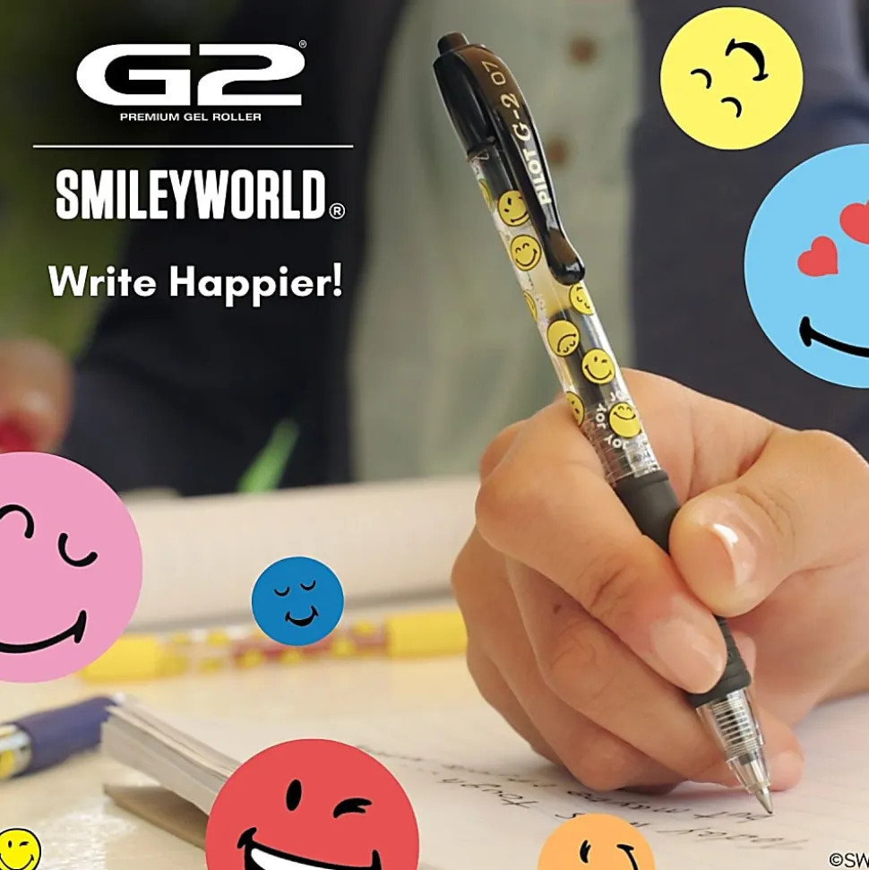 Pilot G2 | SmileyWorld Gel Pen, Fine Point, 0.7mm, Apricot Ink, Single Pen