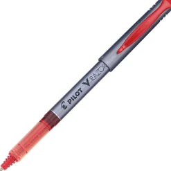 Pilot® Liquid Ink Razor Point Pens, Extra-Fine Point, 0.3 mm, Graphite Barrel, Red Ink, Pack Of 12 Pens