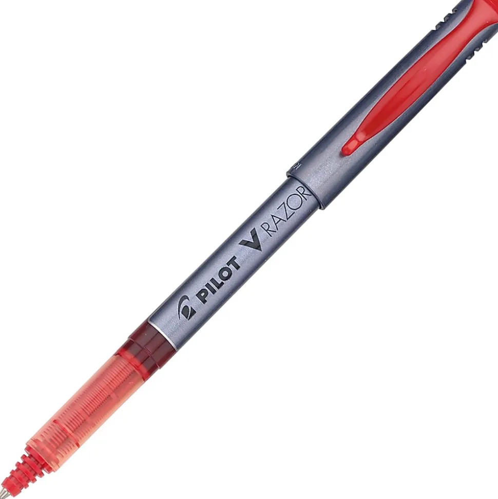 Pilot® Liquid Ink Razor Point Pens, Extra-Fine Point, 0.3 mm, Graphite Barrel, Red Ink, Pack Of 12 Pens